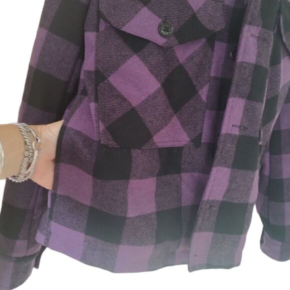 BDG Urban Outfitters purple black plaid warm jacket size S - Picture 5 of 9